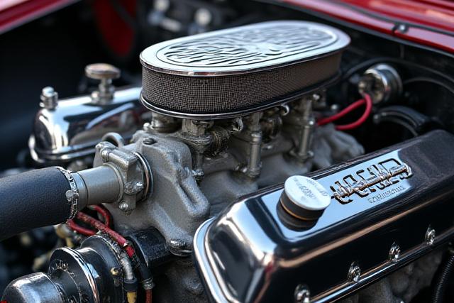 Dettaglio ravvicinato di un motore ad alte prestazioni appena assemblato, con componenti lucidati e cavi ordinati